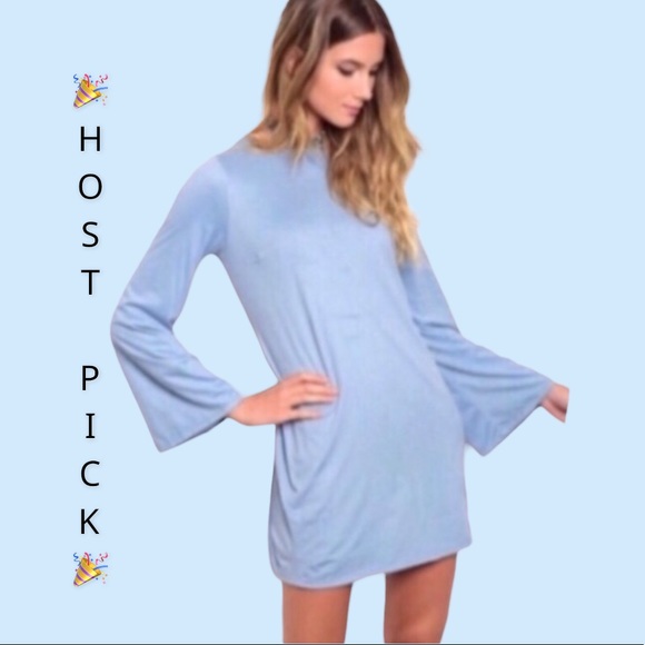 Interi Dresses & Skirts - BLUE SOFT SUEDE DETAILED LINED MINI DRESS